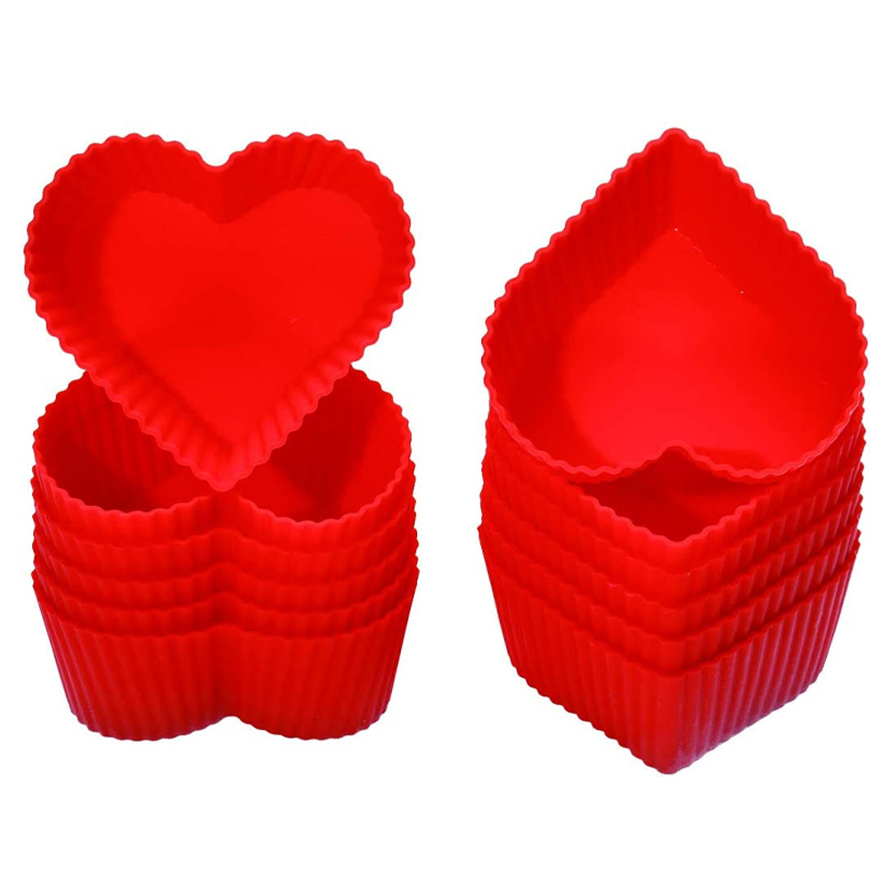 Silicone Cupcake Baking Cups 12 Pack, Silicone Baking Cups, Reusable \u0026 Non-stick Muffin Cupcake Liners for Party Halloween Christmas,red